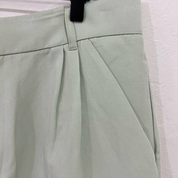 Zara Mint Green Pleated Shorts Linen Size XXL - Picture 3 of 9